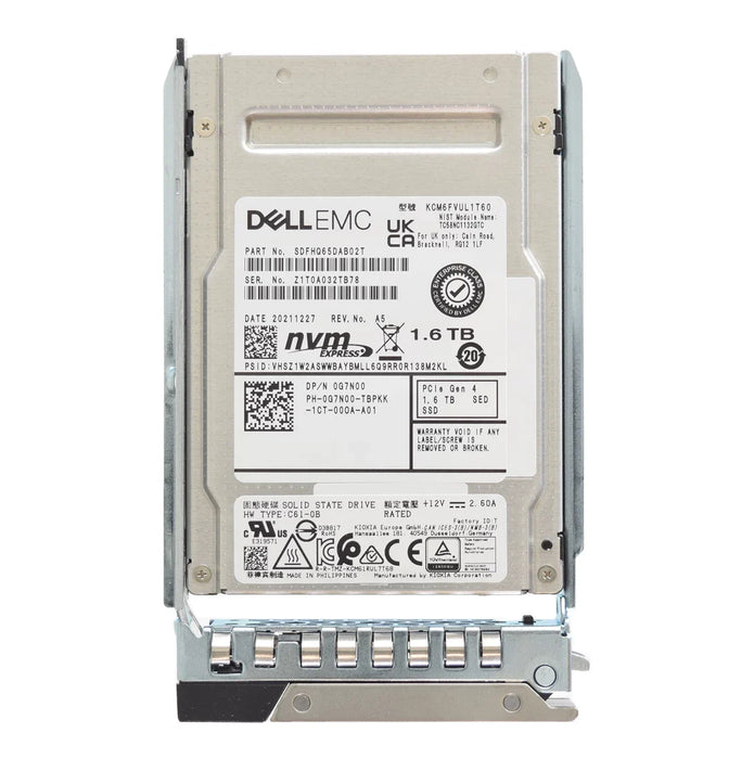 Dell G7N00 1.6TB PCIe Gen4 NVMe MU SED FIPS 2.5Inch SSD | USED