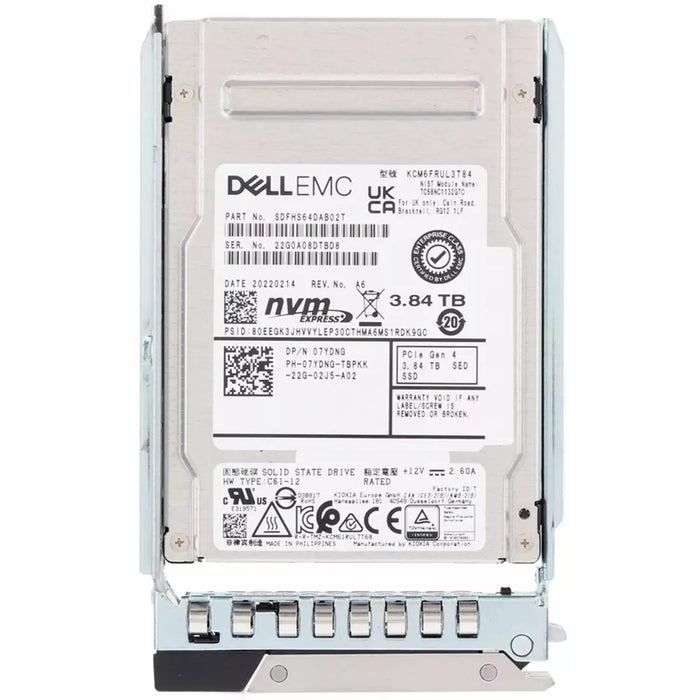 Dell 7YDNG SED FIPS 3.84TB PCIe Gen4 NVMe 2.5-inch U.2 Read Intensive TLC SSD | USED