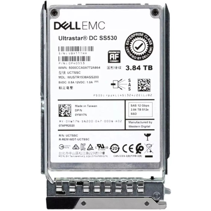 Dell YW17N 3.84TB SAS-12gbps Read Intensive TLC 2.5" Hot plug SSD | USED