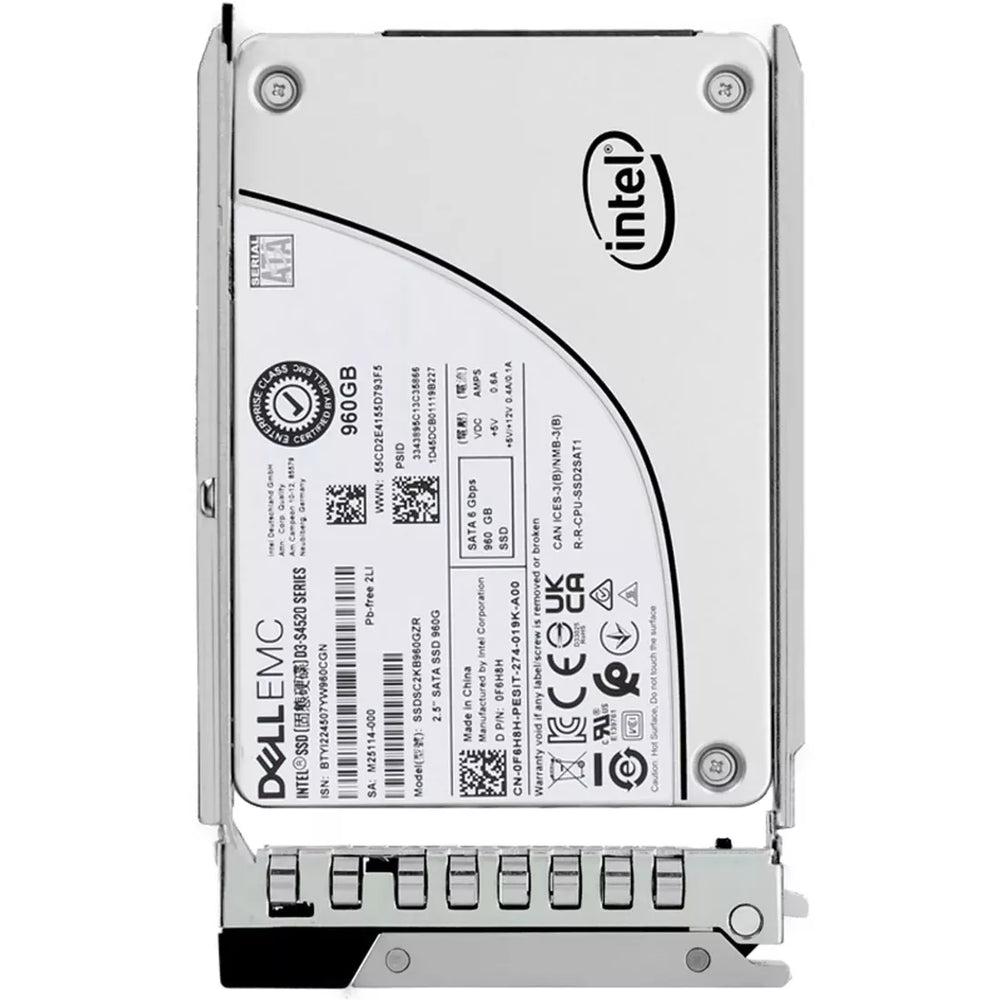Dell F6H8H 960GB SATA-6Gbps Read Intensive 1DWPD 2.5in Hot-Plug SSD New | USED