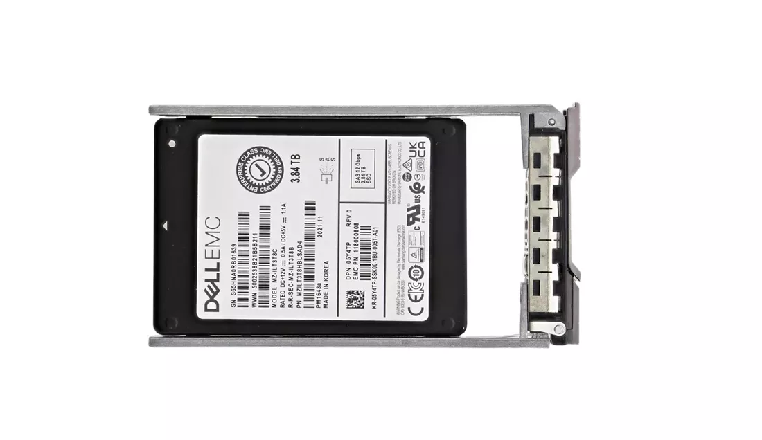 Dell 5Y4TP 3.84TB SAS 12Gbps 2.5inch Read Intensive SSD with tray for Compellent | USED