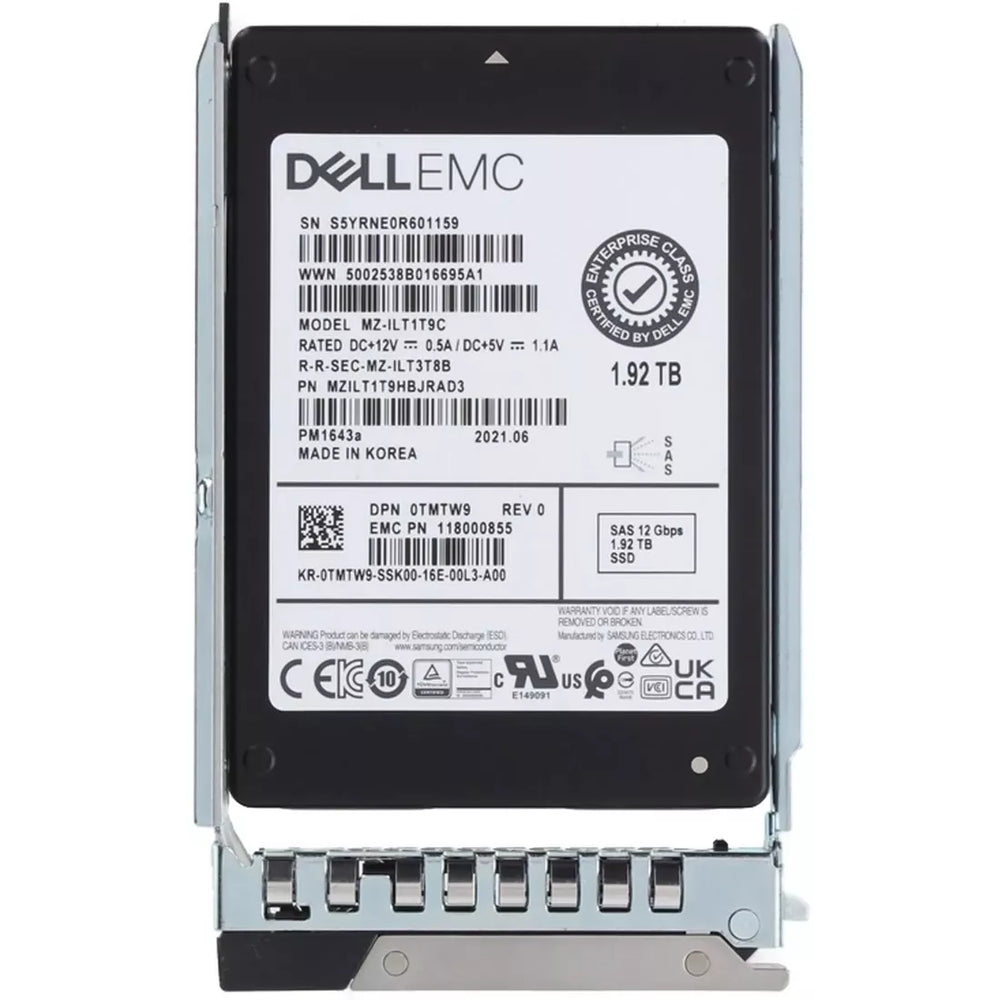 Dell TMTW9 1.92TB SAS-12Gbps Read Intensive 1DWPD 2.5Inch SSD New 14G | USED