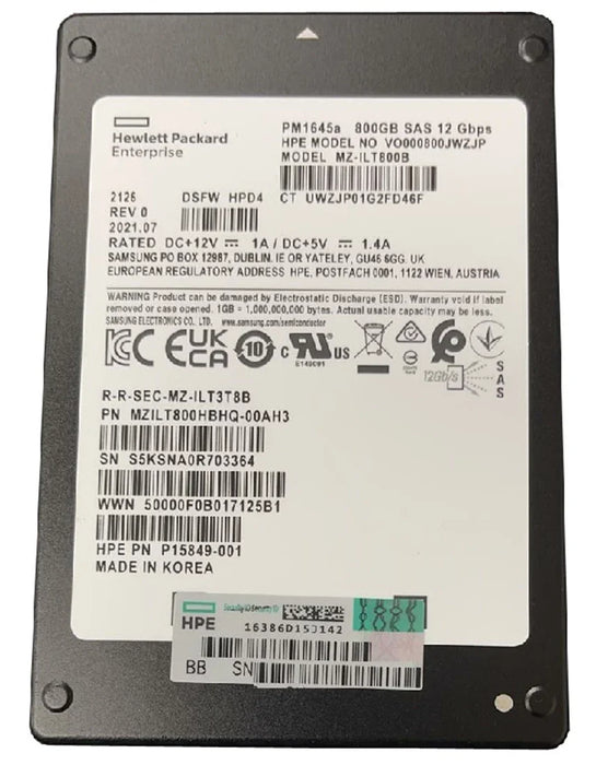 Samsung PM1645a MZ-ILT800B Mixed Use SSD 800 GB SAS 12Gb/s HPE OEM Brand New | USED