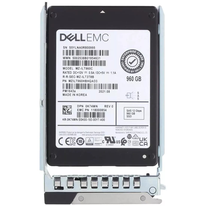 Dell K74WN 960Gb SAS-12Gbps Read Intensive 1DWPD 2.5in Hot Plug SSD | USED