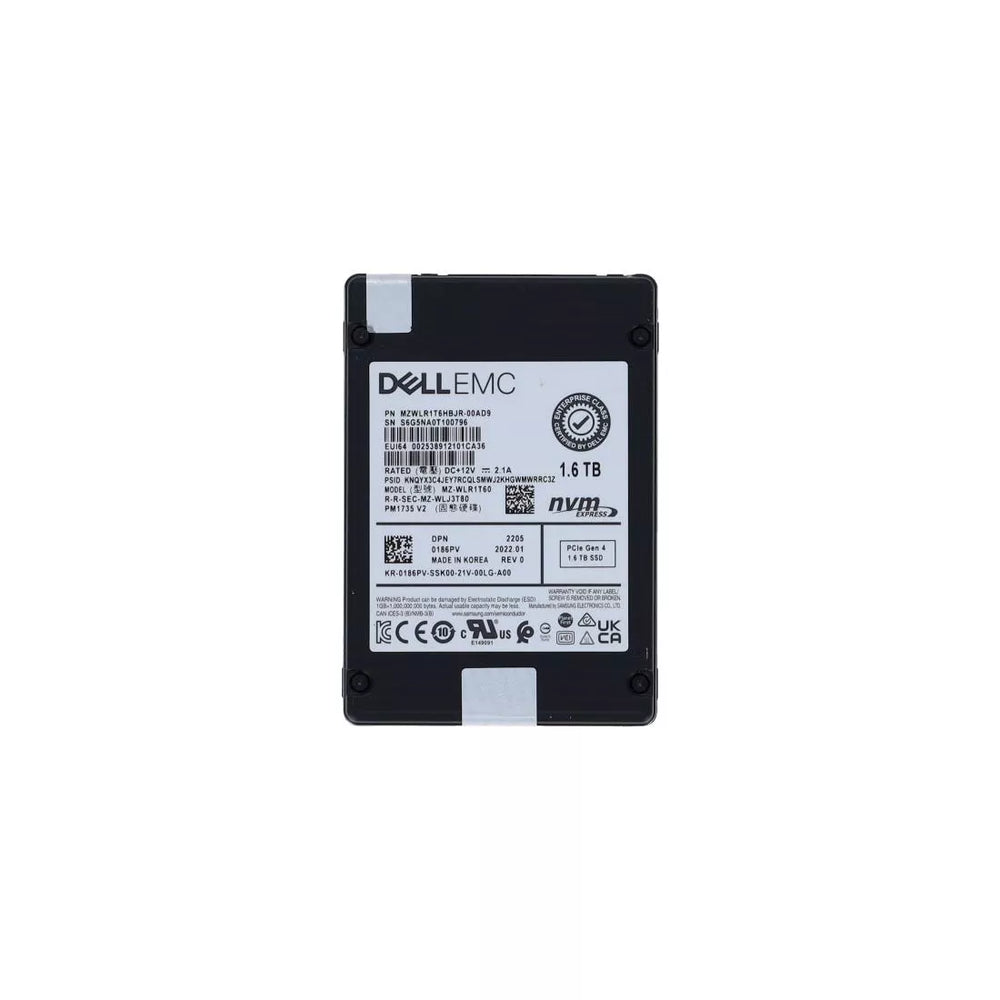 Dell 186PV 1.6TB PCIe Gen4 x4 NVMe U.2 MU SSD | USED