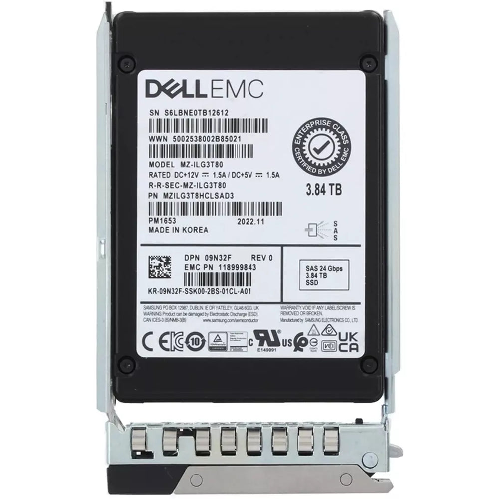 Dell 9N32F 3.84TB SAS-24Gbps ISE Read Intensive 512e 2.5 Inch 1 DWPD SSD New | USED