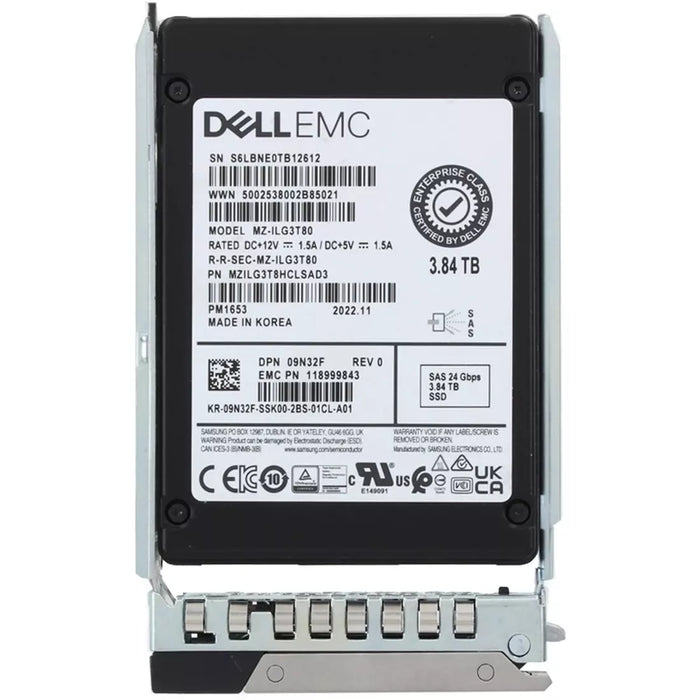 Dell 9N32F 3.84TB SAS-24Gbps ISE Read Intensive 512e 2.5 Inch 1 DWPD SSD New | USED