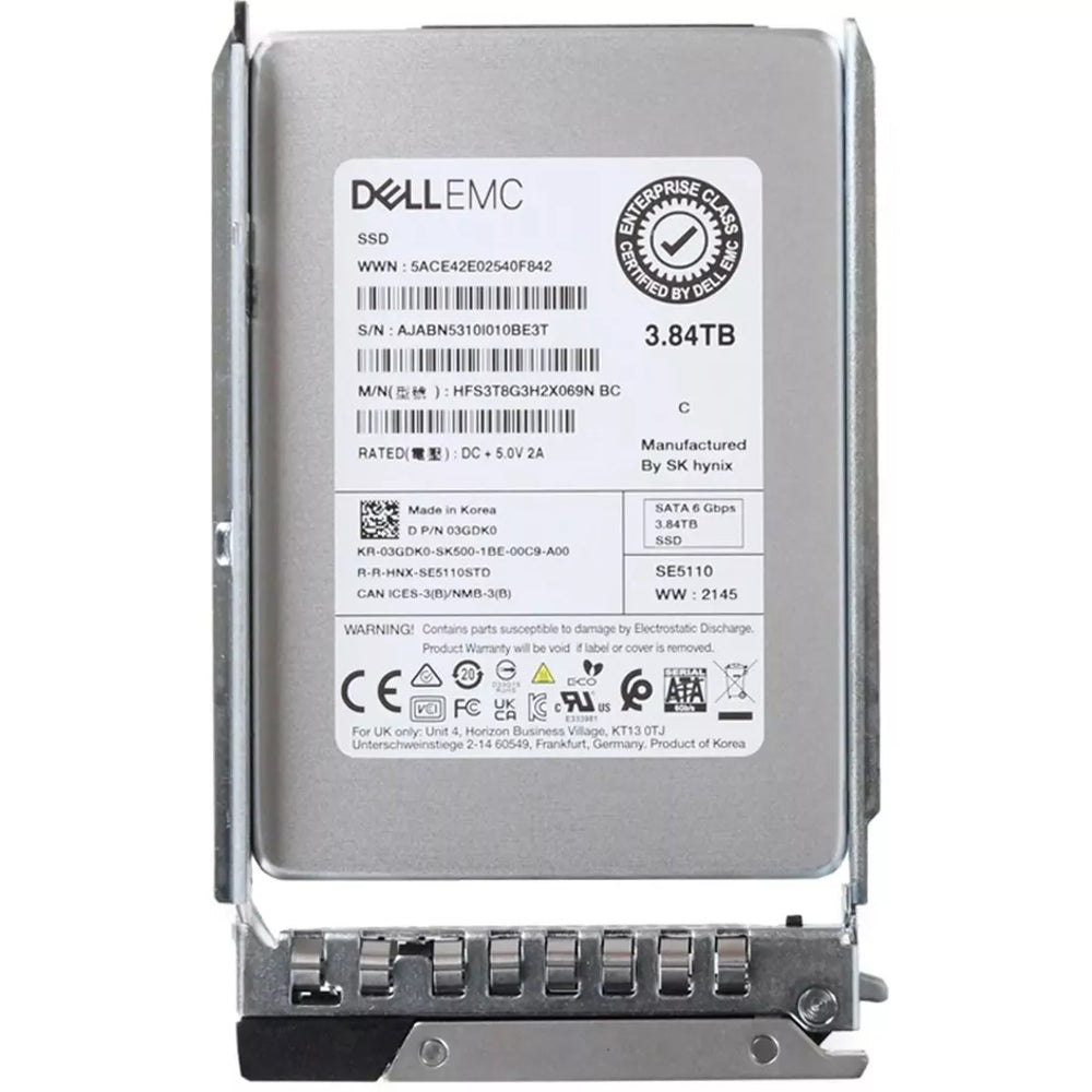 Dell 3GDK0 3.84Tb SATA 6Gbps 2.5Inch Read Intensive 1DWPD Hot Plug SSD | USED