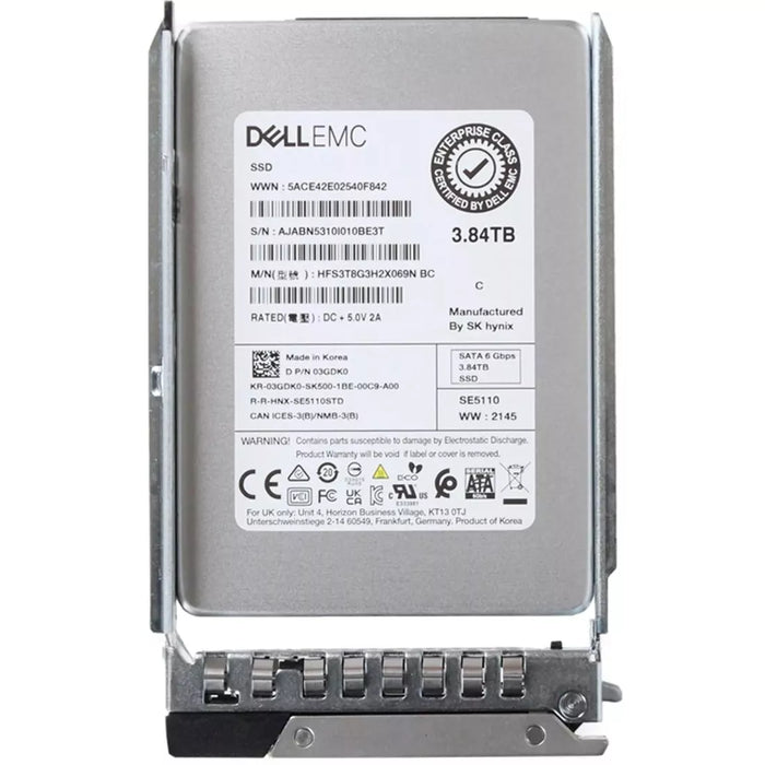 Dell 3GDK0 3.84Tb SATA 6Gbps 2.5Inch Read Intensive 1DWPD Hot Plug SSD | USED