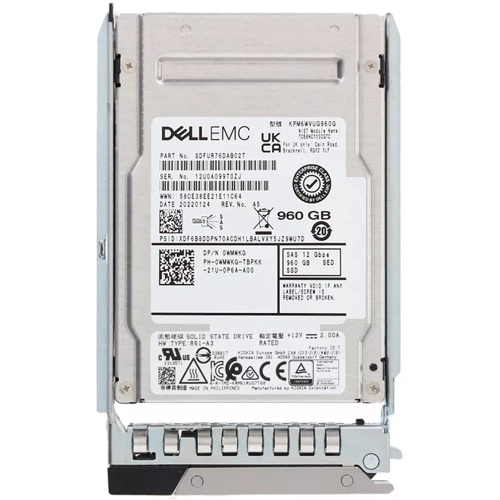 Dell WMWKG 960GB SED SAS-12Gbps Mixed Use 3DWPD 2.5inch Hot Plug SSD New | USED