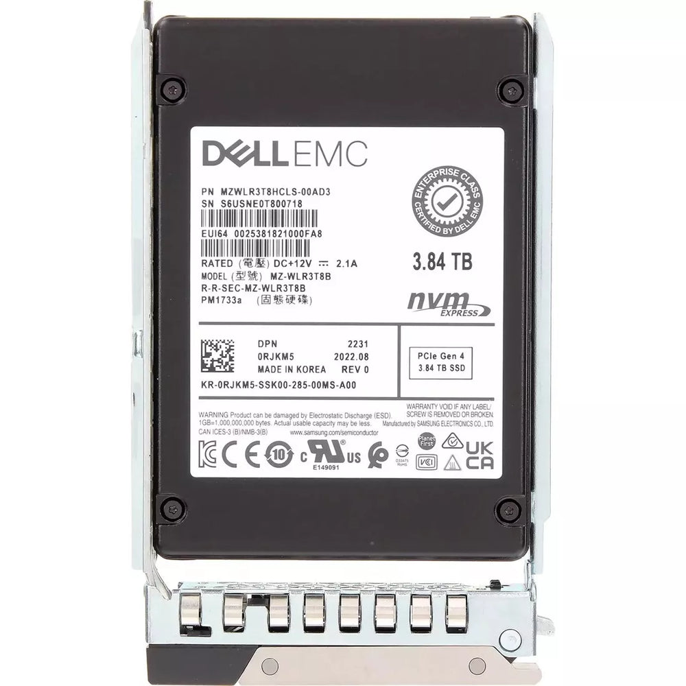 Dell RJKM5 3.84TB PCIe Gen4 NVMe Read Intensive U.3 SSD | USED