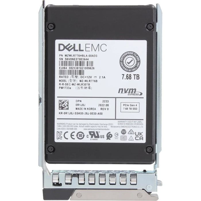 Dell R1J8J 7.68TB PCIe Gen4 NVMe U.2 SSF 2.5Inch Read Intensive SSD | USED