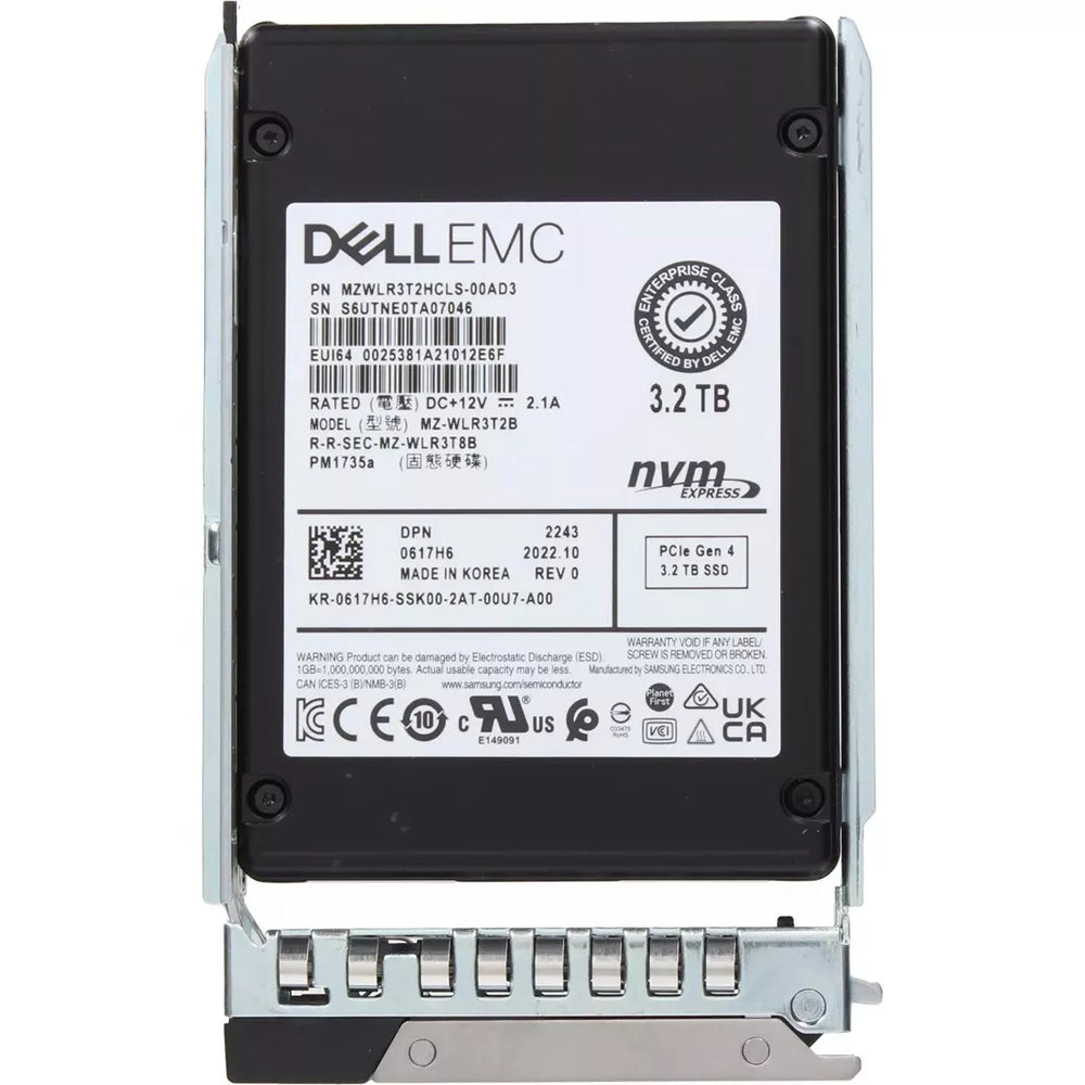 Dell 617H6 3.2TB PCIe Gen4 NVMe Mixed Use TLC U.2 2.5 SSD | USED