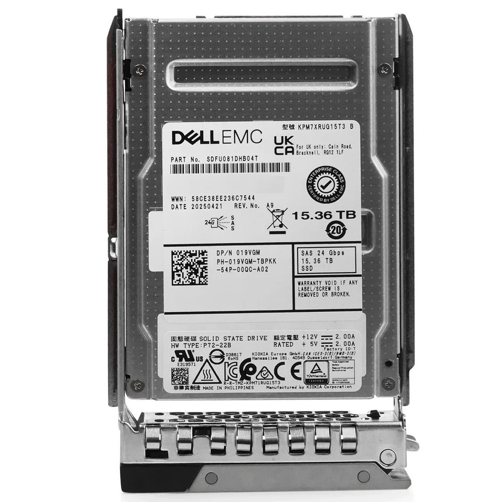 Dell 19VGM 15.36TB SAS 24Gbps Read-Intensive 1DWPD 2.5Inch Hot-Plug SSD | USED