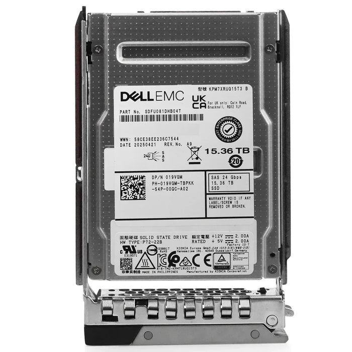 Dell 19VGM 15.36TB SAS 24Gbps Read-Intensive 1DWPD 2.5Inch Hot-Plug SSD | USED