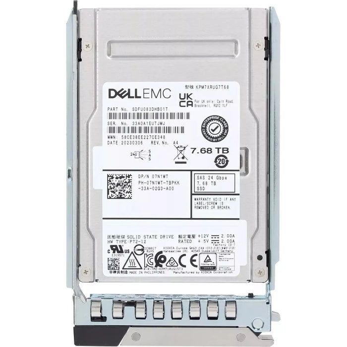 Dell 7N1WT 7.68TB SAS 24Gbps Read Intensive 1DWPD 2.5Inch Hot-Plug SSD Ref | USED