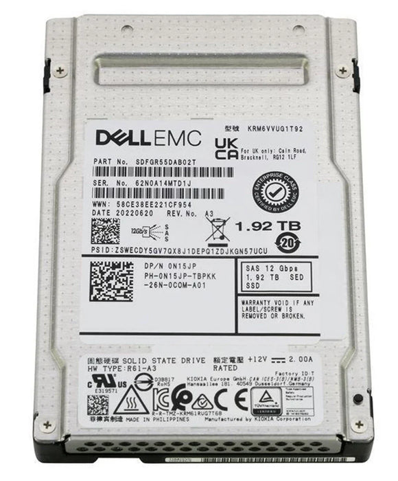 Kioxia RM6 SDFGR55DAB02T Mixed Use SSD 1.92 TB SAS 12Gb/s DELL OEM Brand New | USED