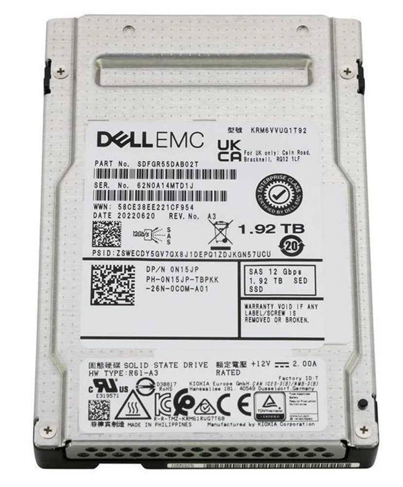 Kioxia RM6 SDFGR55DAB02T Mixed Use SSD 1.92 TB SAS 12Gb/s DELL OEM Brand New | USED