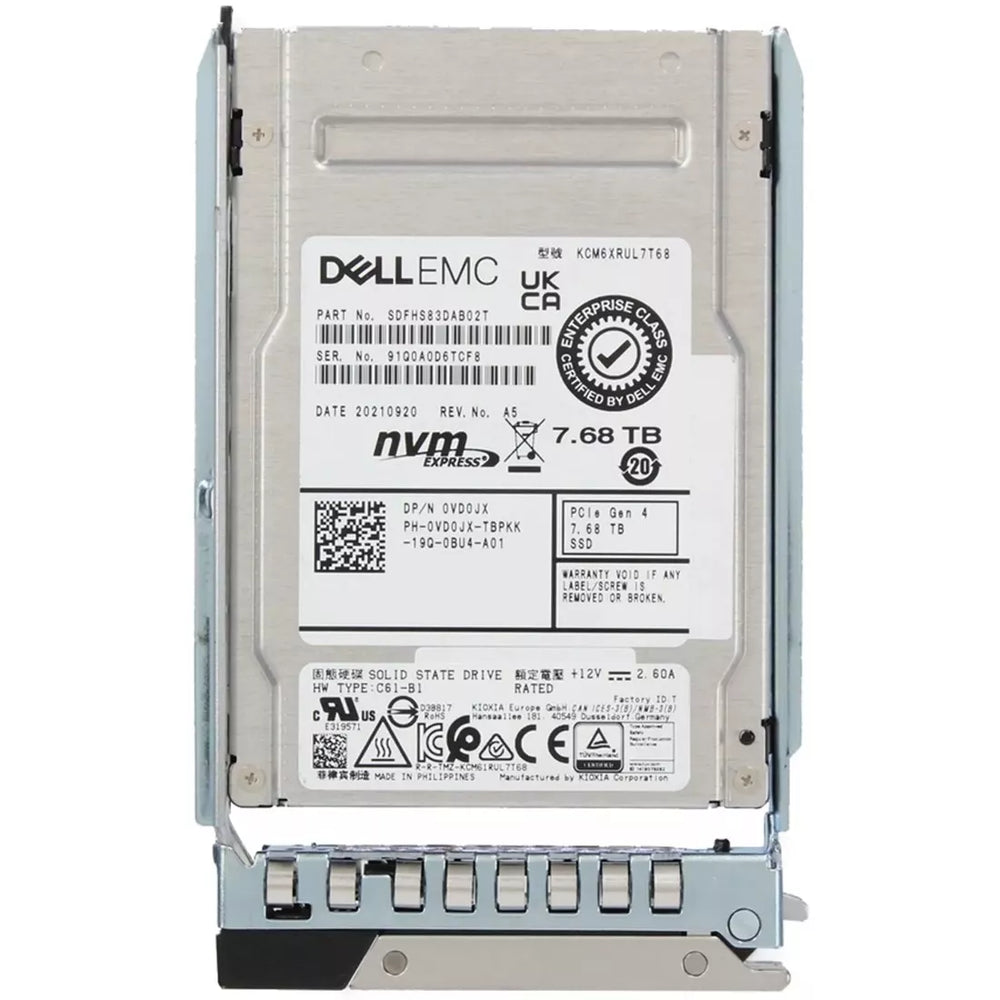 Dell VD0JX 7.68TB PCIe Gen4 NVMe Read Intensive TLC 2.5inch U.2 SSD | BRAND NEW