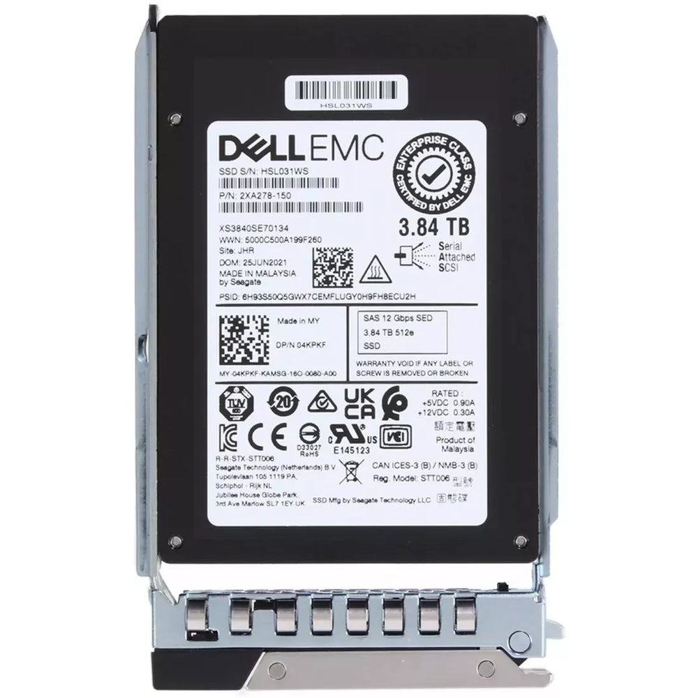 Dell 4KPKF 3.84TB SAS-12Gbps SED Read-Intensive 1DWPD 2.5Inch Hot-Plug SSD | USED