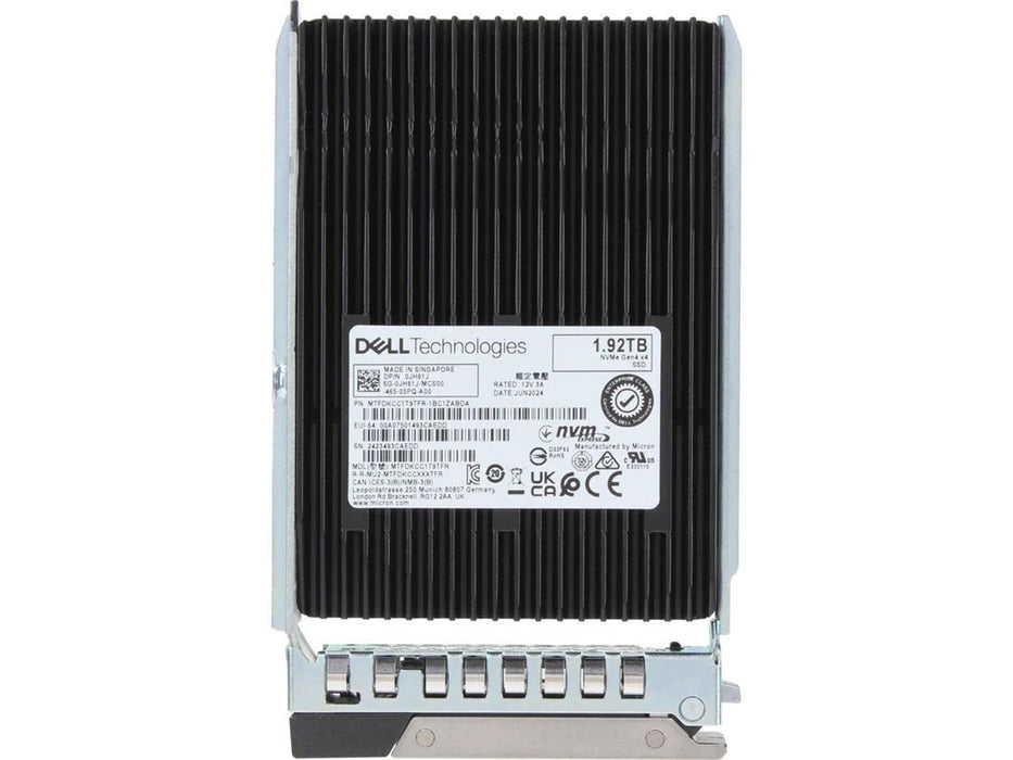 Dell JH61J 1.92TB DC NVMe Gen4 Read Intensive U.2 2.5in Solid State Drive with Carrier | USED