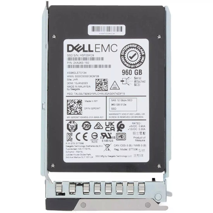 Dell 2RDWT 960gb SED SAS-12Gbps Mixed Use 3DWPD 2.5inch Hot-Plug SSD | USED