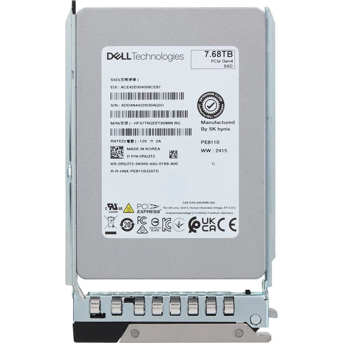 Dell RG3T2 7.68Tb PCIe Gen4 NVMe U.2 2.5Inch Read Intensive SSD | USED