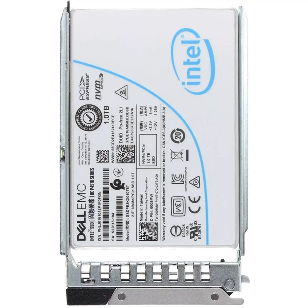 Dell 008MW 1TB NVMe PCIe Gen3.1 x4 Read Intensive TLC 2.5Inch SSD with Tray | USED