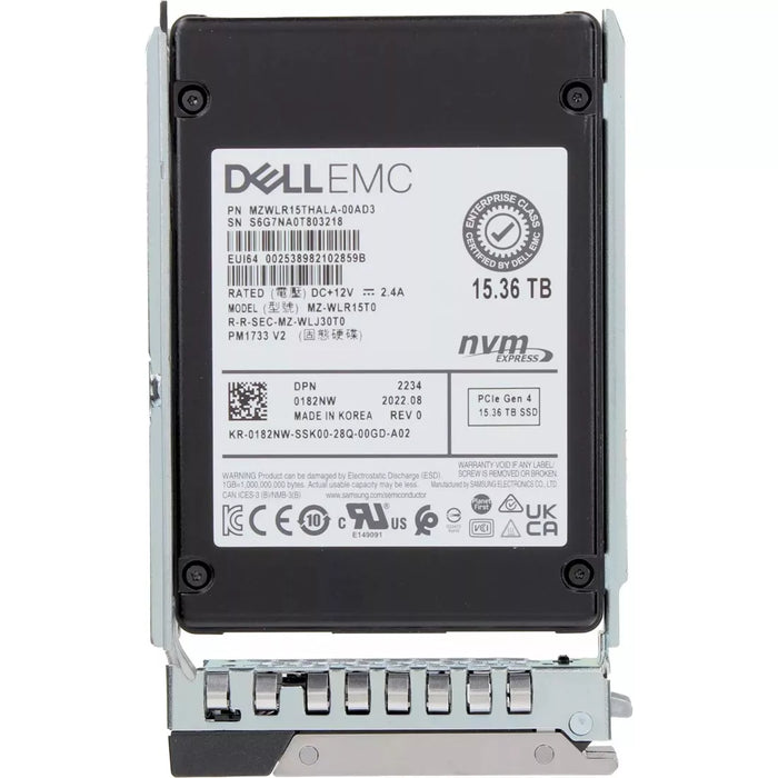 Dell 182NW 15.36TB PCIe Gen4 x4 NVMe U.2 SFF 2.5 Inch PM1733 V2 SSD | USED