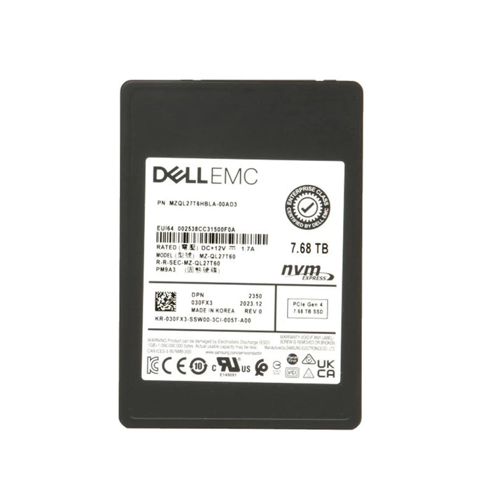 Dell 30FX3 7.68TB PCIe Gen4 NVMe R-I TLC 2.5Inch SSD | USED