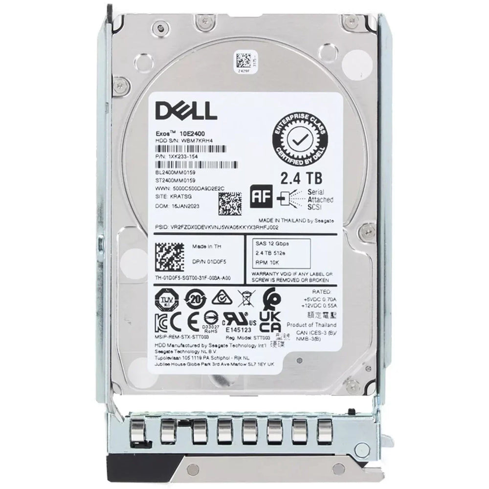 Dell 1D0F5 2.4TB 10K SAS 12Gbps 512e Hot Plug Hard Drive With Tray | USED