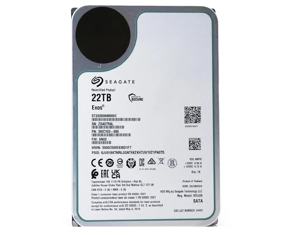 Seagate ST22000NM000C Exos 22TB SATA 6Gb/s 512e CMR 3.5inch Hard Disk drive | USED