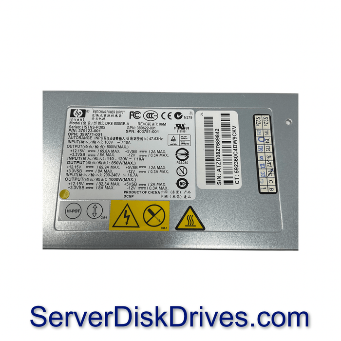 399771-001 — HP 1000W RPS for DL380 ML350 370 G5