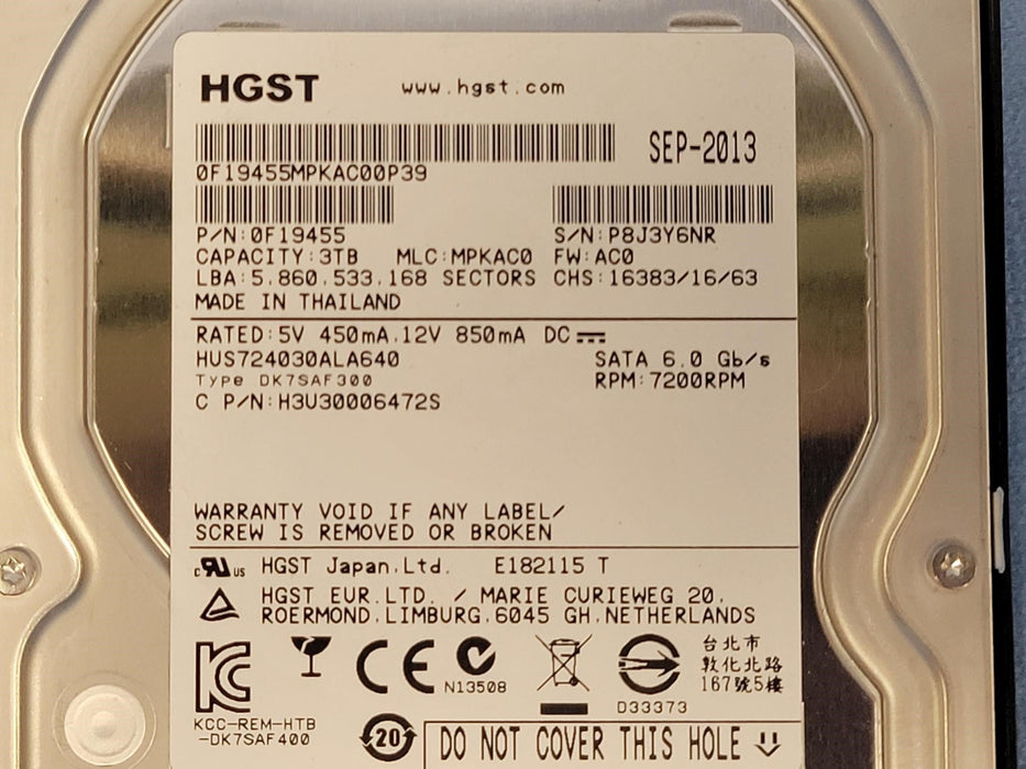 Isilon 3TB 7.2K 6Gb/s SATA 3.5" HDD - 0F15328