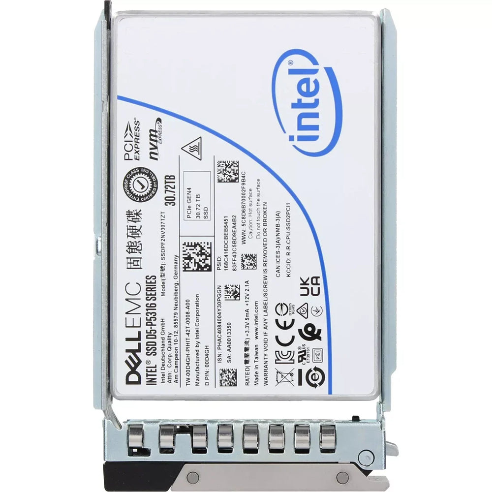 Dell 0D4GH 30.72TB QLC PCIe 4.0 x4 NVMe U.2 SFF SSD | USED