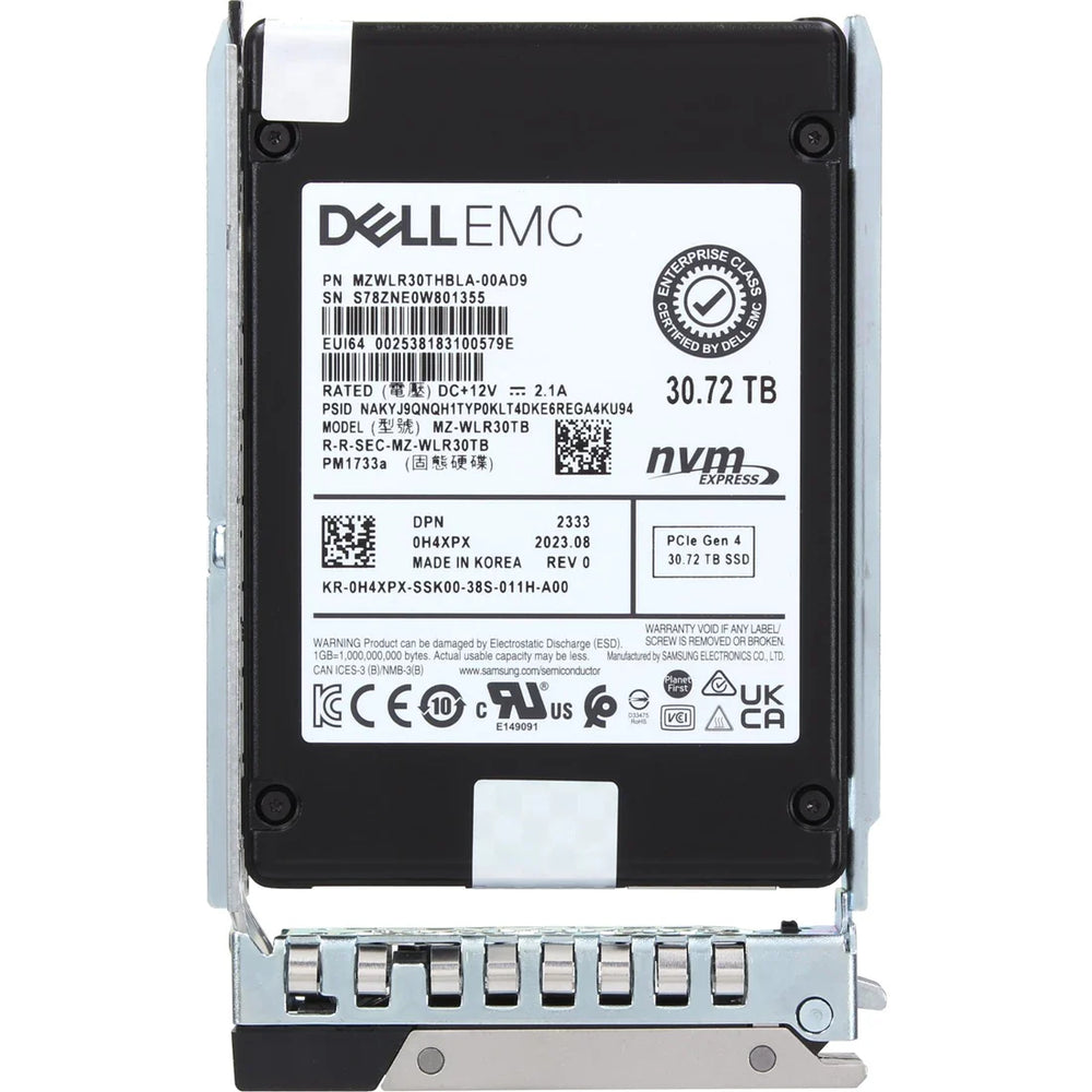 Dell H4XPX 30.72TB PCIe Gen4 NVMe Read Intensive QLC SED SSD with Carrier | USED