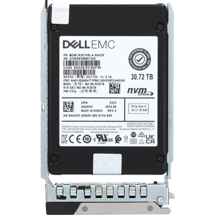 Dell H4XPX 30.72TB PCIe Gen4 NVMe Read Intensive QLC SED SSD with Carrier | USED