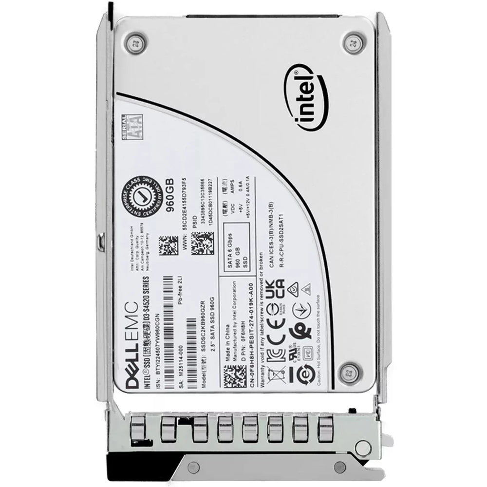 Dell F6H8H 960GB SATA-6Gbps Read-Intensive 1DWPD 2.5in Hot-Plug SSD Ref | USED
