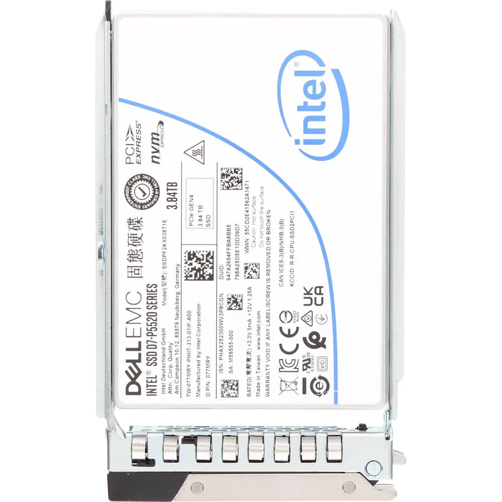 Dell 77MRY 3.84TB PCIe Gen4 NVMe U.2 SSF RI 1DWPD SSD | USED