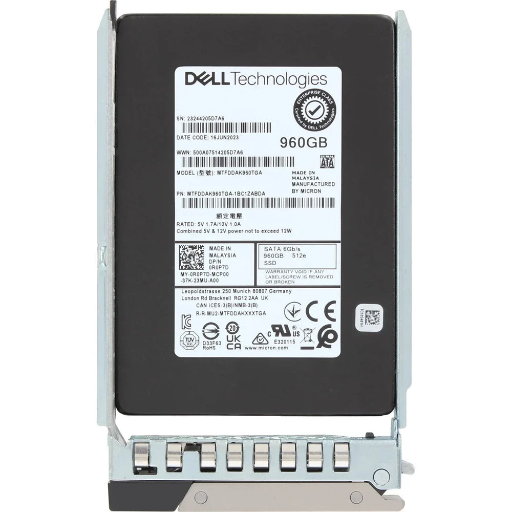 Dell R0P7D 960GB SATA-6Gbps Read Intensive 1DWPD 2.5Inch Hot-Plug SSD Ref | USED