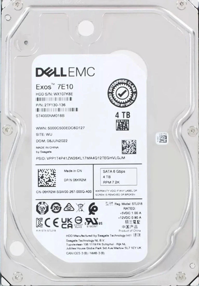 Seagate Exos 7E10 ST4000NM018B 4TB 7.2K RPM SATA-6Gb/s 3.5inch Internal HDD Dell OEM | USED