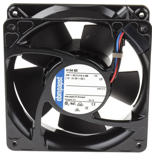 4184NX ebm-papst DC Fans Tubeaxial Fan, 119x119x38mm, 24VDC, 105.9CFM, 4.5W, 49dBA, 3200RPM, Ball Bearing