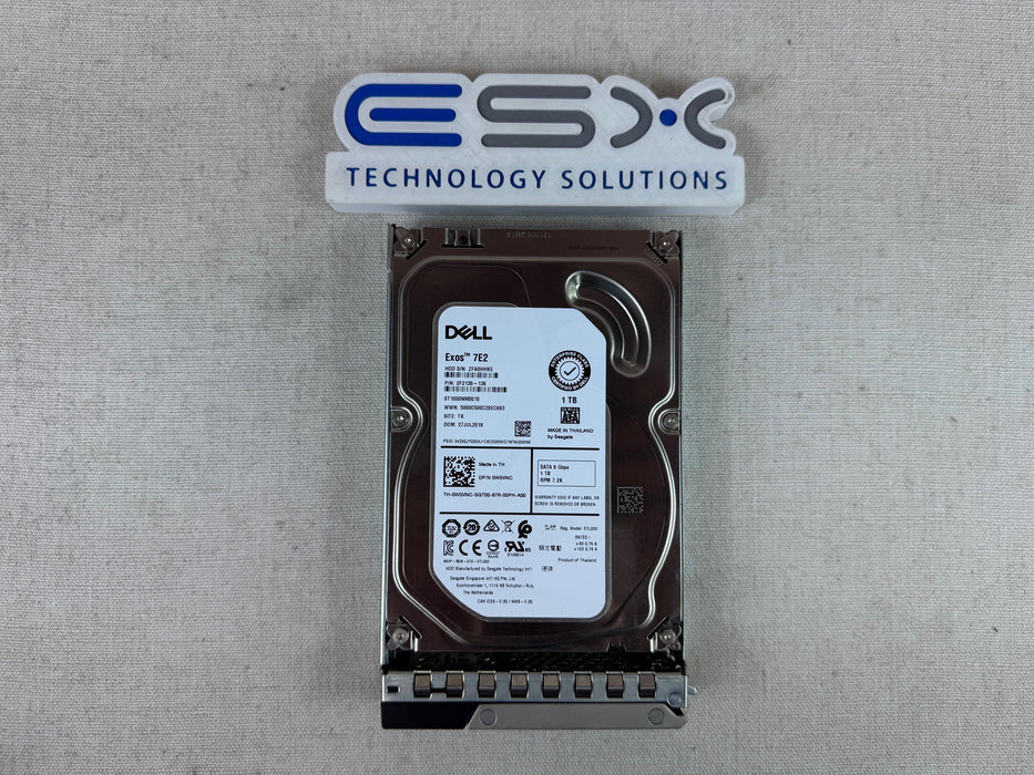 Dell W0VNC 1TB 7.2k 6Gb/s 3.5" SATA Hard Drive ST1000NM0018 w/ 14G tray