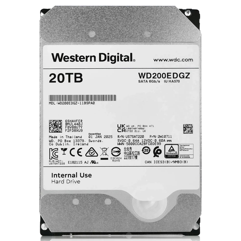 WD WD200EDGZ 20TB SATA 7.2K RPM 6Gb/s 512e 3.5inch Hard Disk Drive | USED