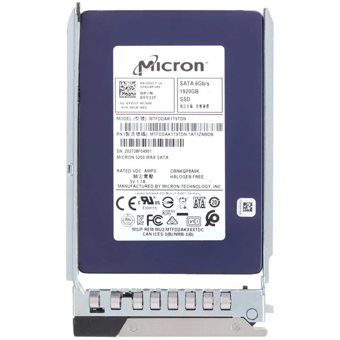 Dell YYJJT 1.92TB SATA-6Gbps Mixed Use 3DWPD 2.5Inch Hot Plug SSD Ref | USED