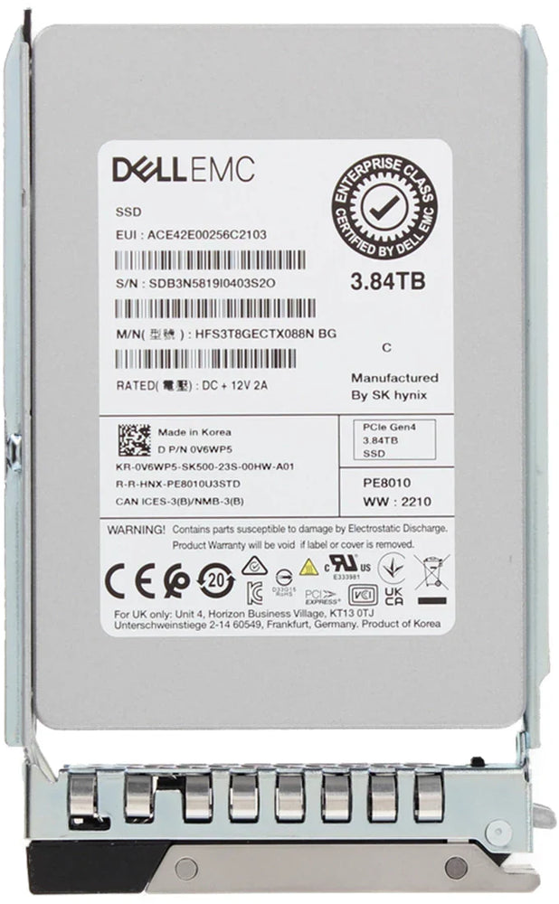 Dell V6WP5 3.84TB PCIe Gen4 NVMe Read Intensive U.2 SFF Drive | USED