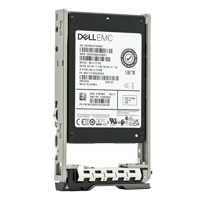 Dell TMTW9 1.92TB SAS 12Gbps Read Intensive 1DWPD 2.5Inch SSD 13G Ref | USED