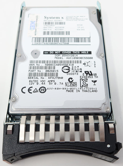 IBM 42D0637 42D0638 42D0639 300GB 10K RPM 2.5" SAS Hard Drive
