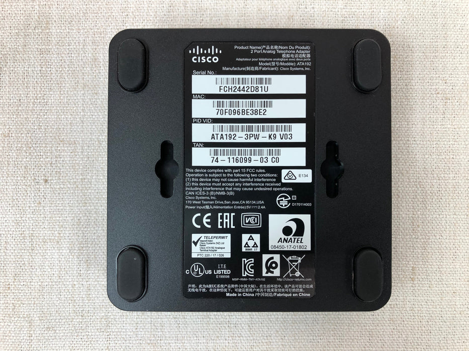 Open Box Cisco ATA192-3PW-K9 2 Port Multiplatform Analog Telephone