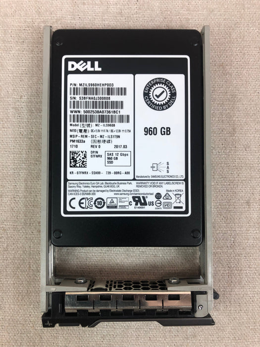 Dell 7FNRX 960GB 12Gb/s 2.5” SAS Read Intensive SSD Samsung PM1633a MZ-ILS960B